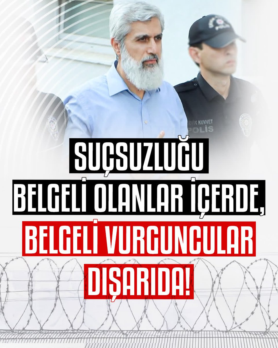 FatmaCplfv's tweet photo. Suçsuzluğu belgeli olanlar içerde, belgeli vurguncular dışarıda!

AsılSuçlular Yargılanmıyor
AlparslanHocaya Ozgürlük 
SemraHocaya Ozgürlük
Kardeşlerimizi SerbestBırakın https://t.co/fXANhYCsOv