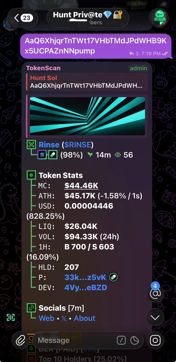 HuntSol11's tweet photo. Entry $RINSE

CA> AaQ6XhjqrTnTWt17VHbTMdJPdWHB9Kx5UCPAZnNNpump https://t.co/N6lNcnp3hh
