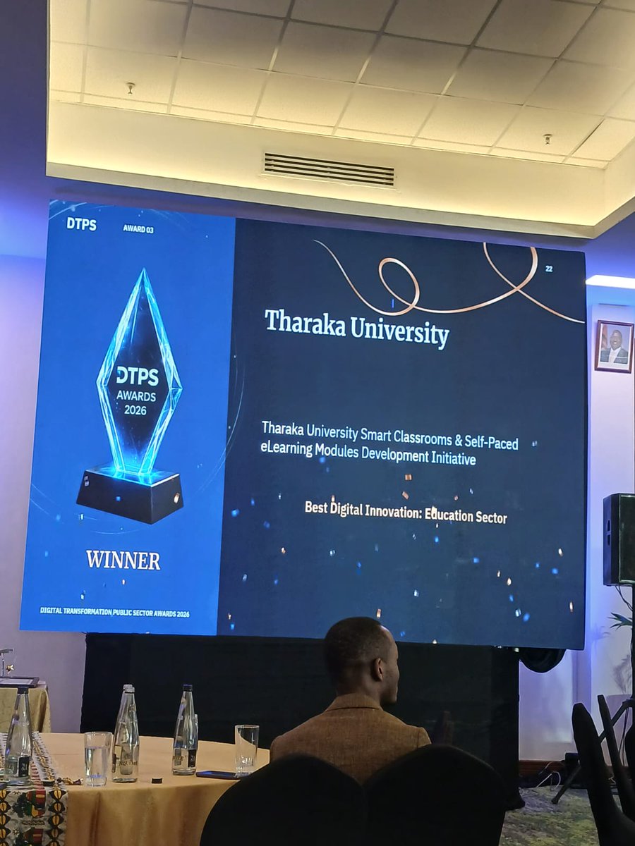 TharakaUni's tweet photo. Tharaka University has won Best Digital Innovation in the Education Sector and emerged Second Runner-Up – Overall Digital Transformation Organization of the Year at the Digital Transformation Public Sector Forum and Awards (DTPS) in Mombasa.

The recognition comes days after the University won the Institutional Excellence and Transformation Award at the Jamhuri Africa Campus and TVET Awards in Nairobi, where Vice-Chancellor/ CEO Prof. Peter K. Muriungi was honoured for Excellence in Institutional Leadership and Transformation, alongside student leaders who also received awards in various categories.

These achievements affirm Tharaka University’s growing reputation as a forward-looking institution that embraces technology, empowers its students and staff, and makes a meaningful contribution to Kenya’s education sector.

Read the full story on our website: https://t.co/NDyHTyD5G6

#TharakaUni #DTPSForum #DTPSAwards #DigitalTransformation #DigitalInnovation #Education #ICT