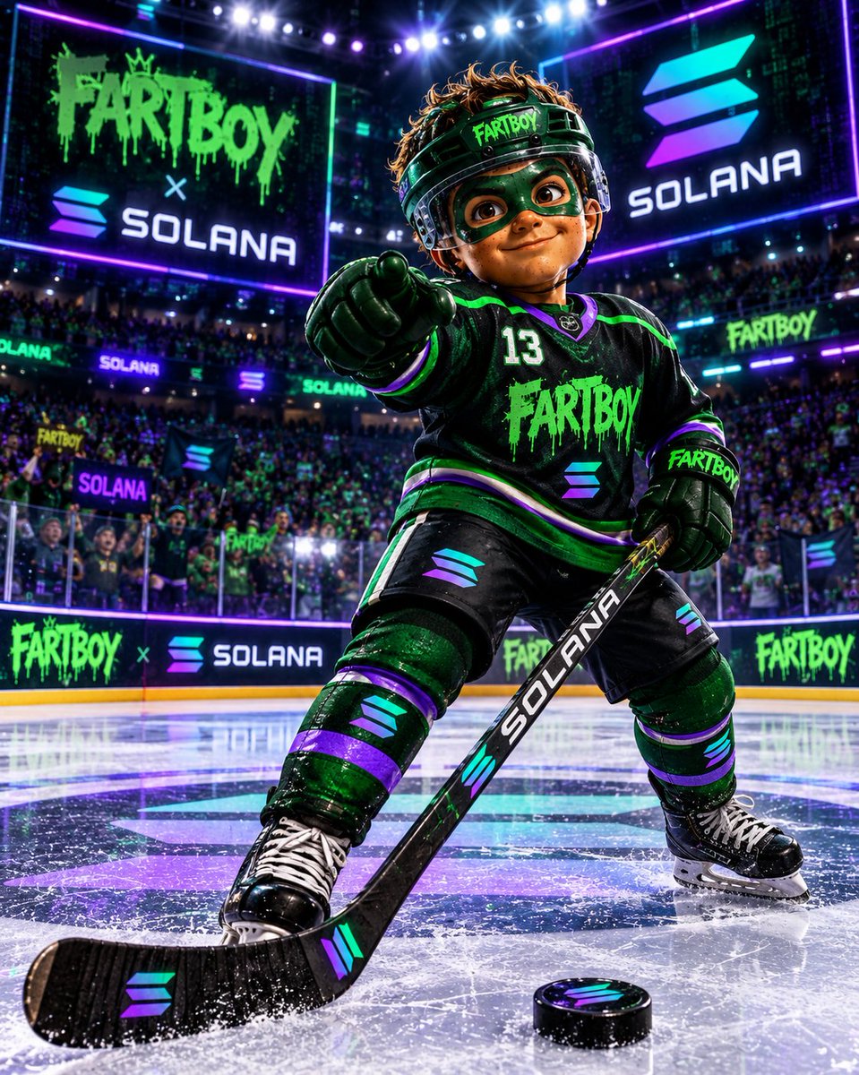 JoakimWesterlu2's tweet photo. 🏒🔥 NHL IS BACK!
The ice is ready. The lights are on. And Fartboy is stepping onto the rink! 💚💜
FARTBOY × SOLANA
⚡ Fast. Bold. Decentralized.
Let the puck drop. 🏒💨
#NHL  #Fartboy #Solana #SOL #Crypto https://t.co/gvIax0dWRU