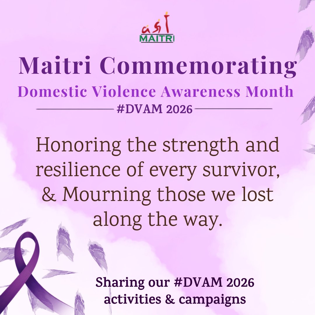 maitribayarea's tweet photo. National Domestic Violence Awareness Month (#DVAM) starts today! 
This October, Maitri is turning awareness into action—with campaigns, conversations, and community activities focused on ending domestic violence and building healthier relationships. 
https://t.co/mf9MIYHXjP https://t.co/akuwZqyZ4i