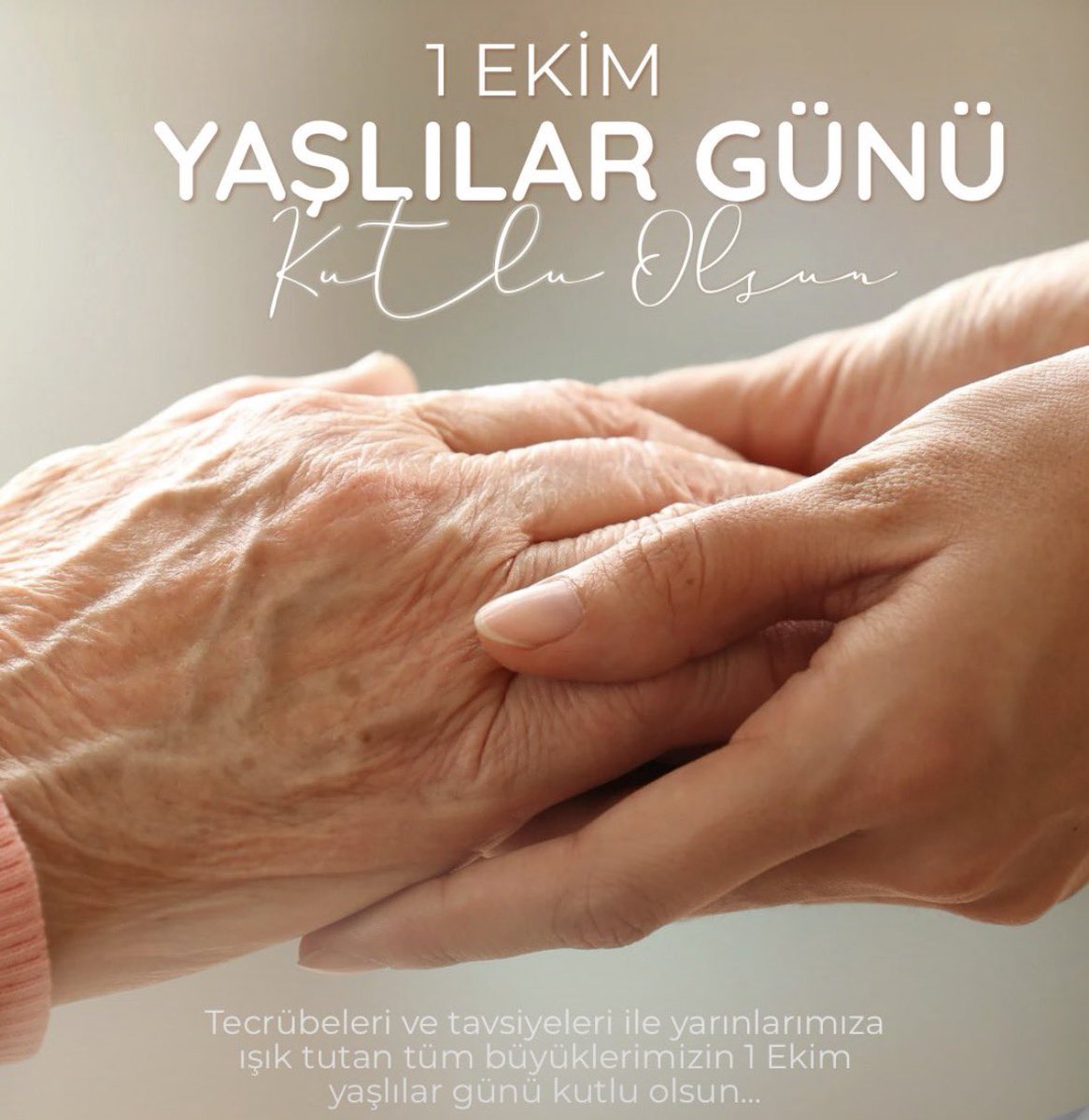 deryakaytan8405's tweet photo. Geçmişin tecrübesini geleceğin umuduyla harmanlayan, her anımıza rehberlik eden kıymetli büyüklerimizin #1EkimDünyaYaşlılarGünü’ nü en içten duygularımla kutluyorum. Onların bilgeliği, yarınlarımıza ışık tutmaya devam ediyor. Başımızın tacı büyüklerimize sevgi ve saygılarımla https://t.co/p5GfCJyxai