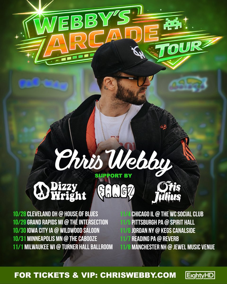 EightyHDMusic's tweet photo. Enter #WebbysArcadeTour if you dare... 🎃

Trick or treat yourself to tickets to hang out with @ChrisWebby: https://t.co/hUhdHu9nnz https://t.co/Dkl55DywDj
