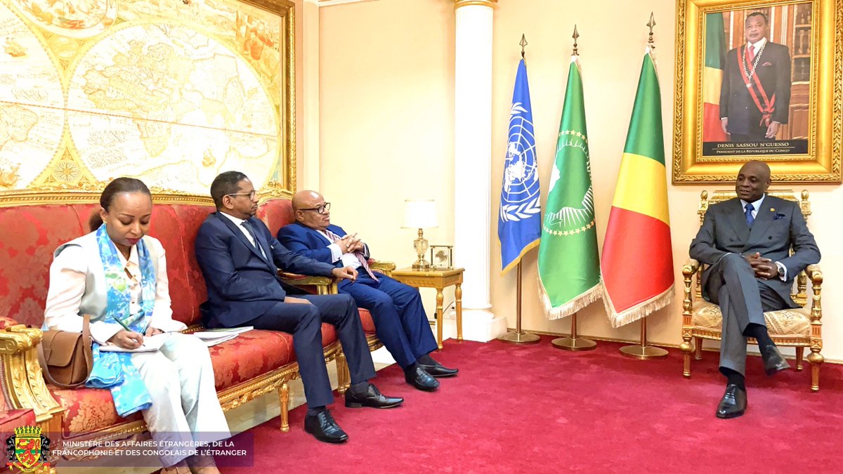 UN_UNOCA's tweet photo. À l’entame de sa visite de familiarisation à #Brazzaville, @souefmo_elamine, le chef de l’@UN_UNOCA, a été reçu par le Ministre des Affaires étrangères et le Premier ministre de la République du #Congo.
L’occasion de saluer la contribution active du Congo à la #paix et à la #sécurité dans la région et sur le continent. Le Représentant spécial a réaffirmé la disponibilité des Nations Unies - @ONU_fr- à poursuivre leur collaboration avec les autorités congolaises en faveur de la paix et de la sécurité régionales.