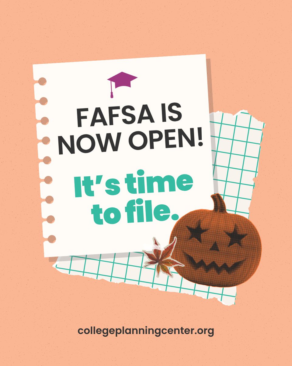 CPCRI's tweet photo. 🚨 FAFSA IS OPEN! 🚨

The 2027–28 FAFSA is officially available, which means it’s time to get this important piece of the college financial aid puzzle started. 🎓💸

📲 Save this post + start your FAFSA at https://t.co/JNR71U629B https://t.co/chsCW6iE9C