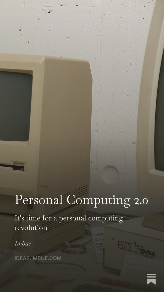 joshalbrecht's tweet photo. It's time for a personal computing revolution

We can now pull all of our data locally and build anything we want. Do we even need big tech companies at all anymore?

https://t.co/opsLYnW3ud https://t.co/eEY62C1Frk