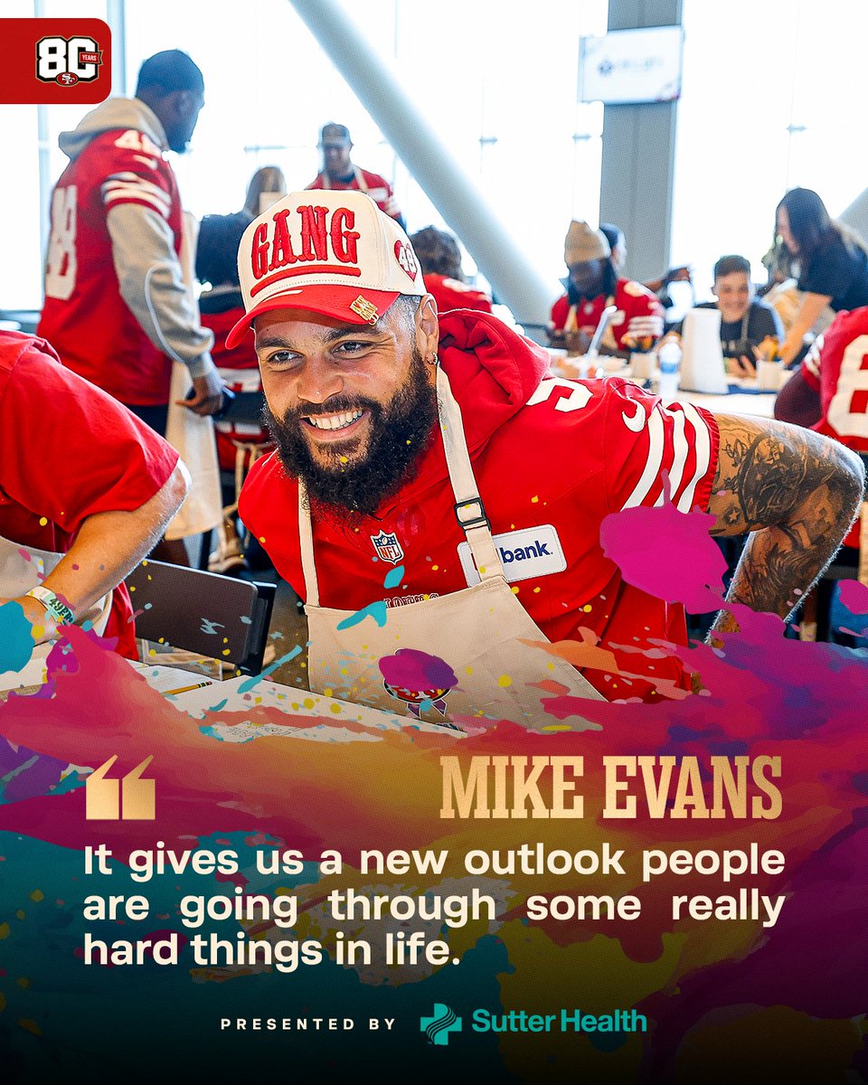 49ers's tweet photo. Mike Evans continues to make an impact on the community 👏

@SutterHealth | #FTTB https://t.co/QXF3yyGYyQ