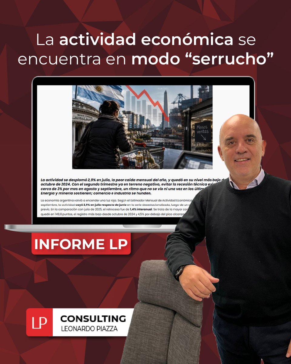 lpconsultinglp's tweet photo. 📄La actividad económica se encuentra en modo “serrucho”

Si queres ver el informe completo visitá mi página web👇🏻
https://t.co/NHhtvE5u9f

#economia #consultorafinanciera #argentina https://t.co/XQ3EwLAAz2