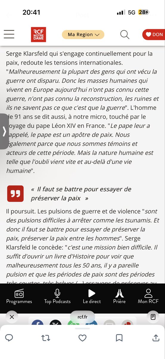 arnoklarsfeld's tweet photo. « il faut se battre pour essayer de préserver la paix » « serge klarsfeld » https://t.co/3OvkUHHXbu