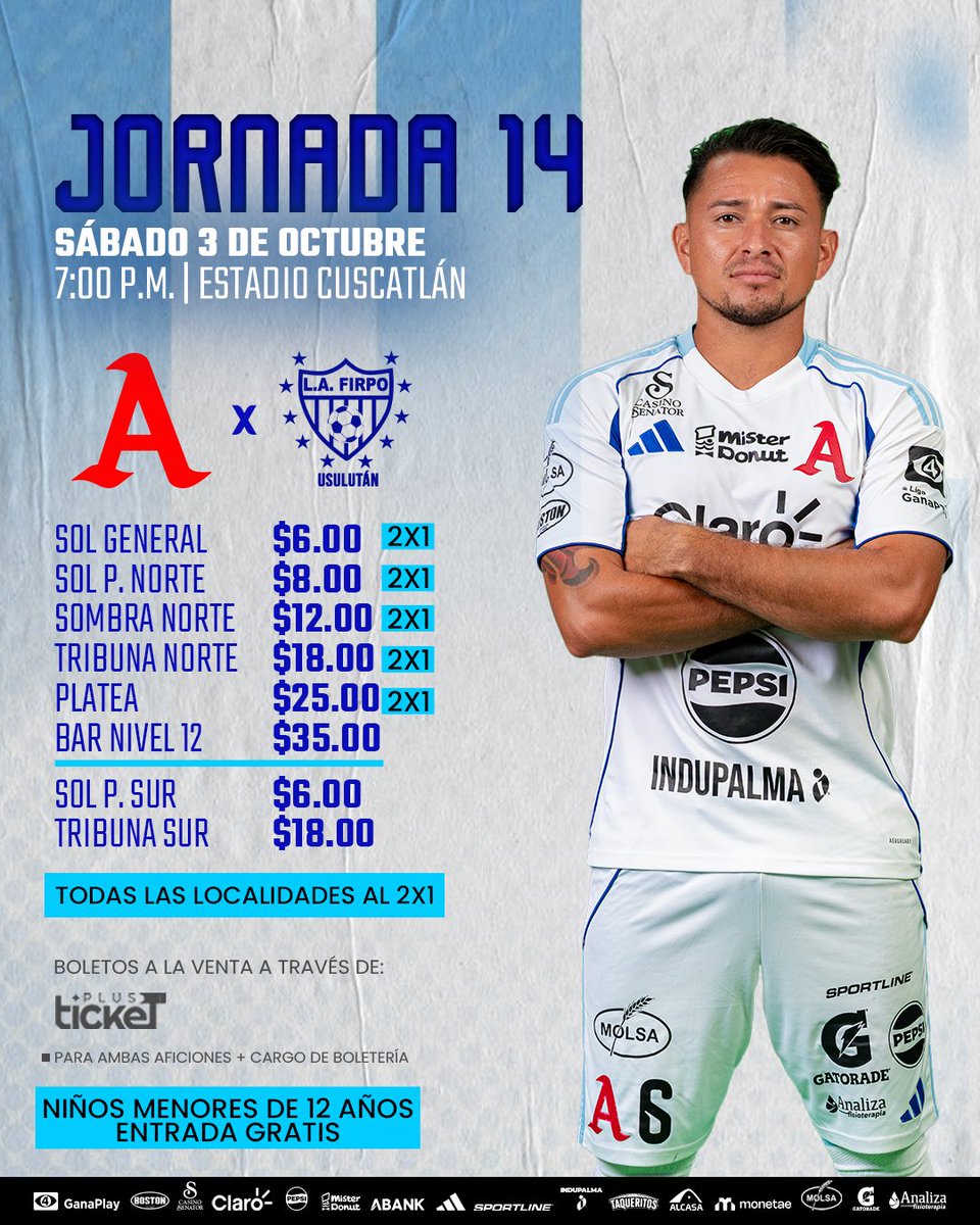 AlianzaFC_sv's tweet photo. #PróximoPartido: 𝑱𝑶𝑹𝑵𝑨𝑫𝑨 𝟏𝟒. 🔜⚽️

Te compartimos los precios para nuestro próximo juego. 🙌🏼🏟️

¡ASISTE Y VAMOS JUNTOS POR LA VICTORIA EN CASA! 👊🏼

𝐋𝐨𝐜𝐚𝐥𝐢𝐝𝐚𝐝𝐞𝐬 𝐚𝐥 𝟐𝐱𝟏. 🤩
¡𝐀𝐏𝐑𝐎𝐕𝐄𝐂𝐇𝐀 𝐘 𝐀𝐏𝐎𝐘𝐀! 🤍🩵

Compra tus boletos aquí: 👇🏼
🔗: https://t.co/SFU9h7ywvJ 🎟️👈🏼

#AlianzaFC 🅰️