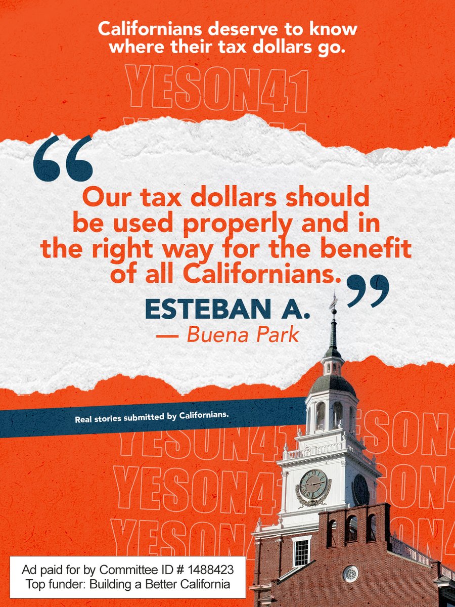 yesonprop41ca's tweet photo. Your tax dollars. Your right to know.

Vote YES on Prop 41.

Learn more at https://t.co/rxApWcsEms https://t.co/3LqQyYm6m7