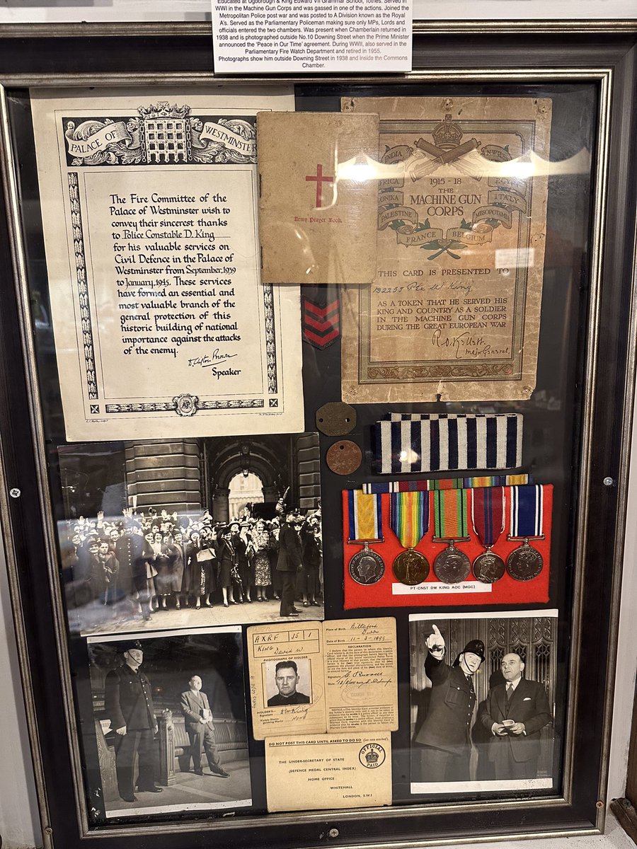 BygonesTorquay's tweet photo. Latest addition PC David William King served MGC during #WW1 before joining the Metropolitan Police “ A Division “ post war serving most of his career inside the Parliamentary Estate, was outside Nu10 when Chamberlain returned from Munich in 1938, #WW2 fire watch unit . https://t.co/lH1nDJABIF