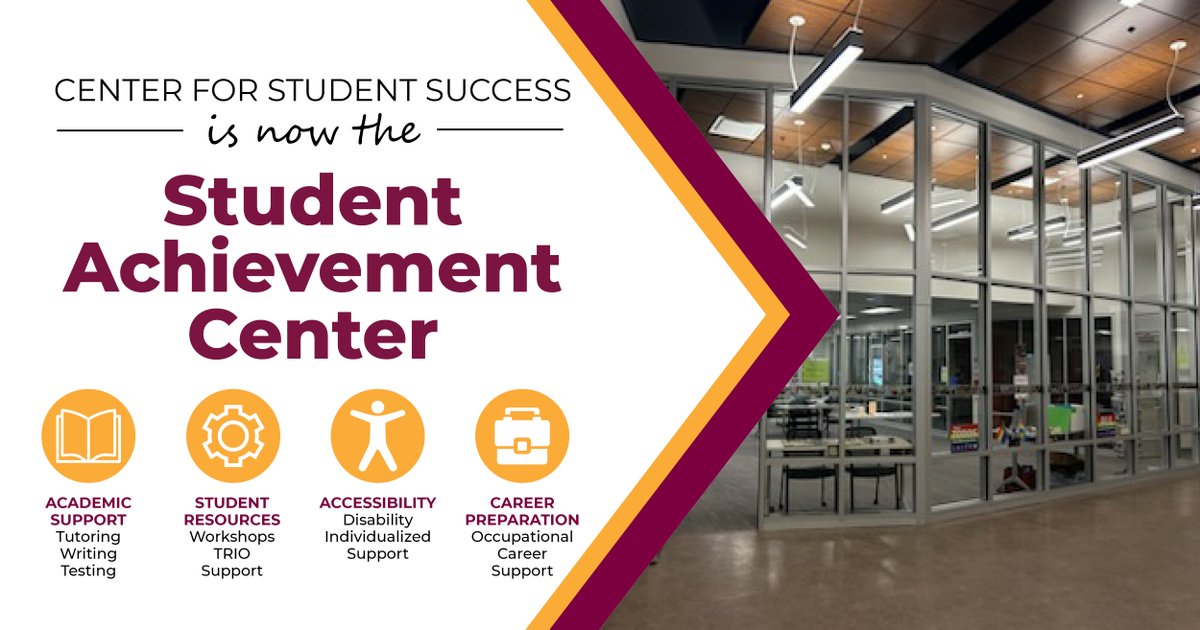 JacksonCollege's tweet photo. The Center for Student Success is now the Student Achievement Center -- same dedicated team, new name, and an even stronger commitment to your success. Let’s achieve great things together! https://t.co/P9ypVOLt2T
#jacksoncollege https://t.co/aDs8p1lVub