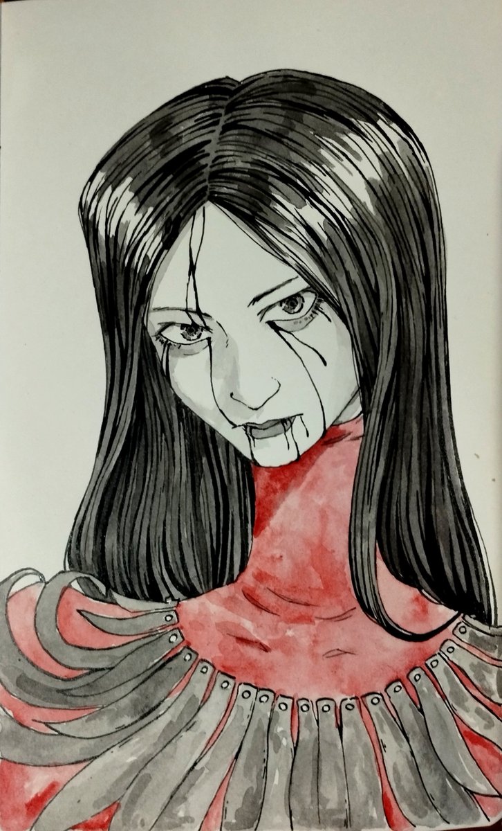 drawer74_'s tweet photo. This one is a bit old but i still like it quite a lot :P
Made with ink and watercolor 
#deadbydaylight #dbd https://t.co/NBoPIVzONT