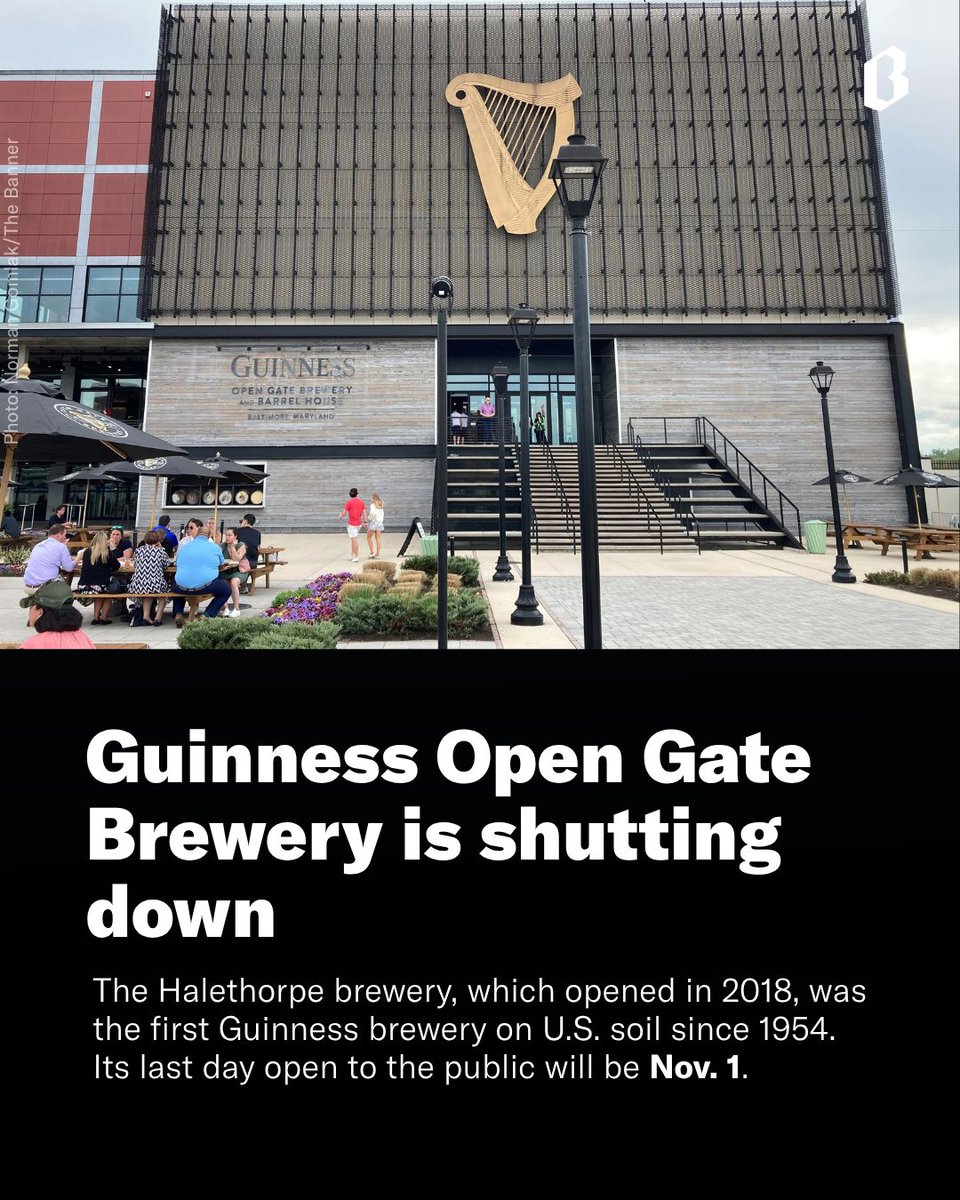 BaltimoreBanner's tweet photo. Guinness is shutting down its Maryland brewery, its parent company Diageo North America, Inc., announced Thursday. https://t.co/Yr4kGzYYhw https://t.co/nALxLq8xw9
