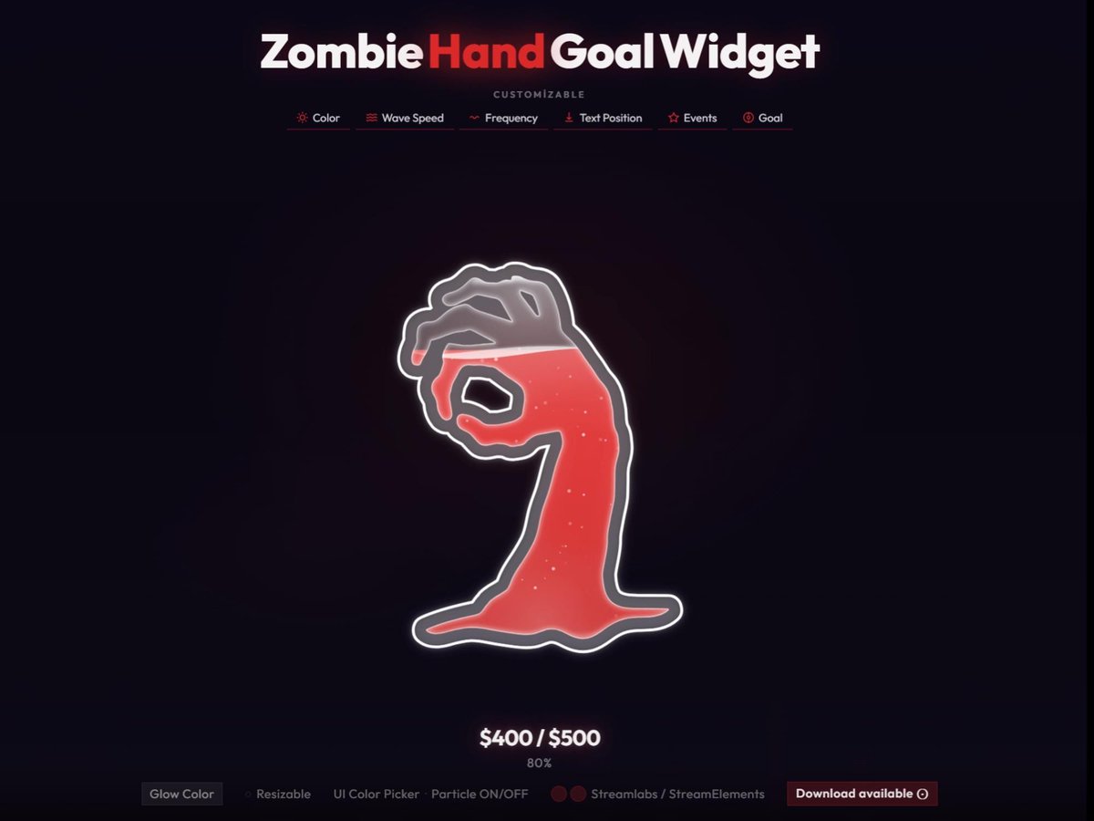DigitalScenary's tweet photo. Horror game night, pastel donation bar in the corner. I wanted the goal to match the mood, so I made one with a zombie hand and blood red detail 🎃
-> https://t.co/XvDbWXvX1L

#TwitchStreamer #SmallStreamer #VTuber https://t.co/5F60GgZlhw