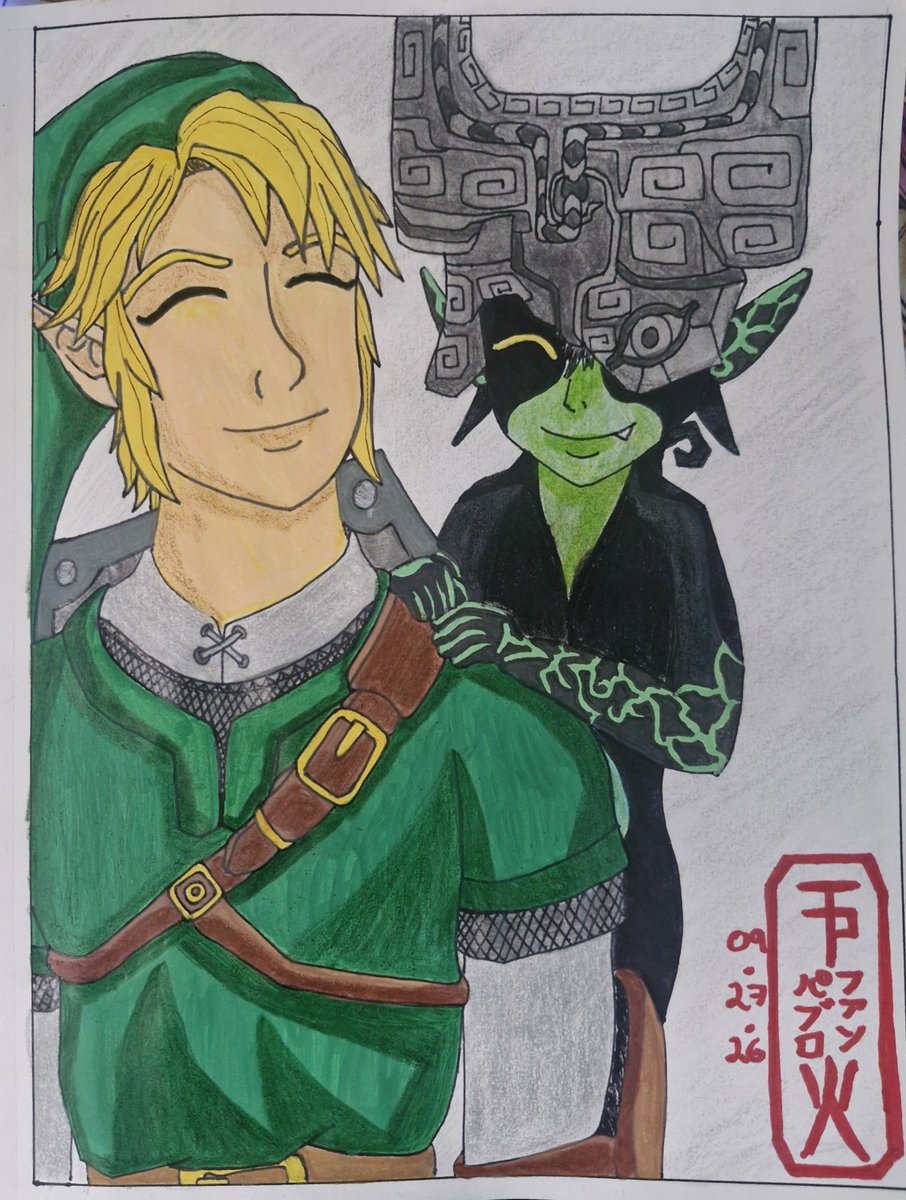 JpPhoenix11's tweet photo. Trying, once more, to take part in #linktober
Day 1 - Love/Friendship
Twilight Princess Link and Midna are, I believe, a great example of companions who genuinely care for each other.
#linktober2026 #drawing https://t.co/asoSFatol9