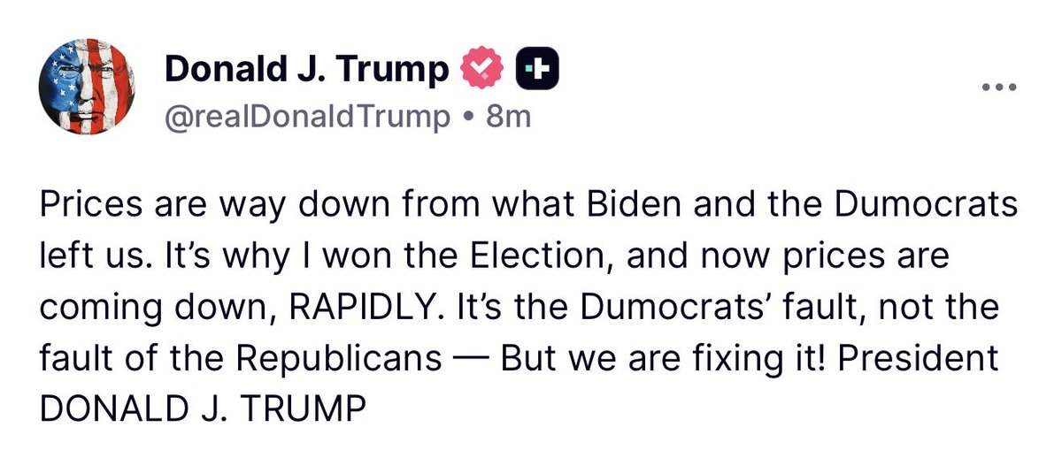 MAGAVoice's tweet photo. 🚨 President Trump is absolutely right. Prices are down from Bidens peak and the economy is better

VOTE RED ALL THE WAY DOWN https://t.co/YhUHJ11XKS
