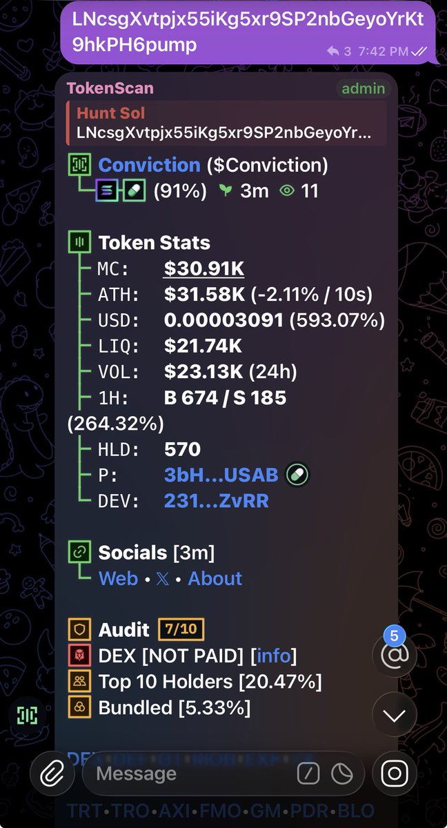 HuntSol11's tweet photo. Entry $Conviction

CA> LNcsgXvtpjx55iKg5xr9SP2nbGeyoYrKt9hkPH6pump https://t.co/TG7efE5tlL