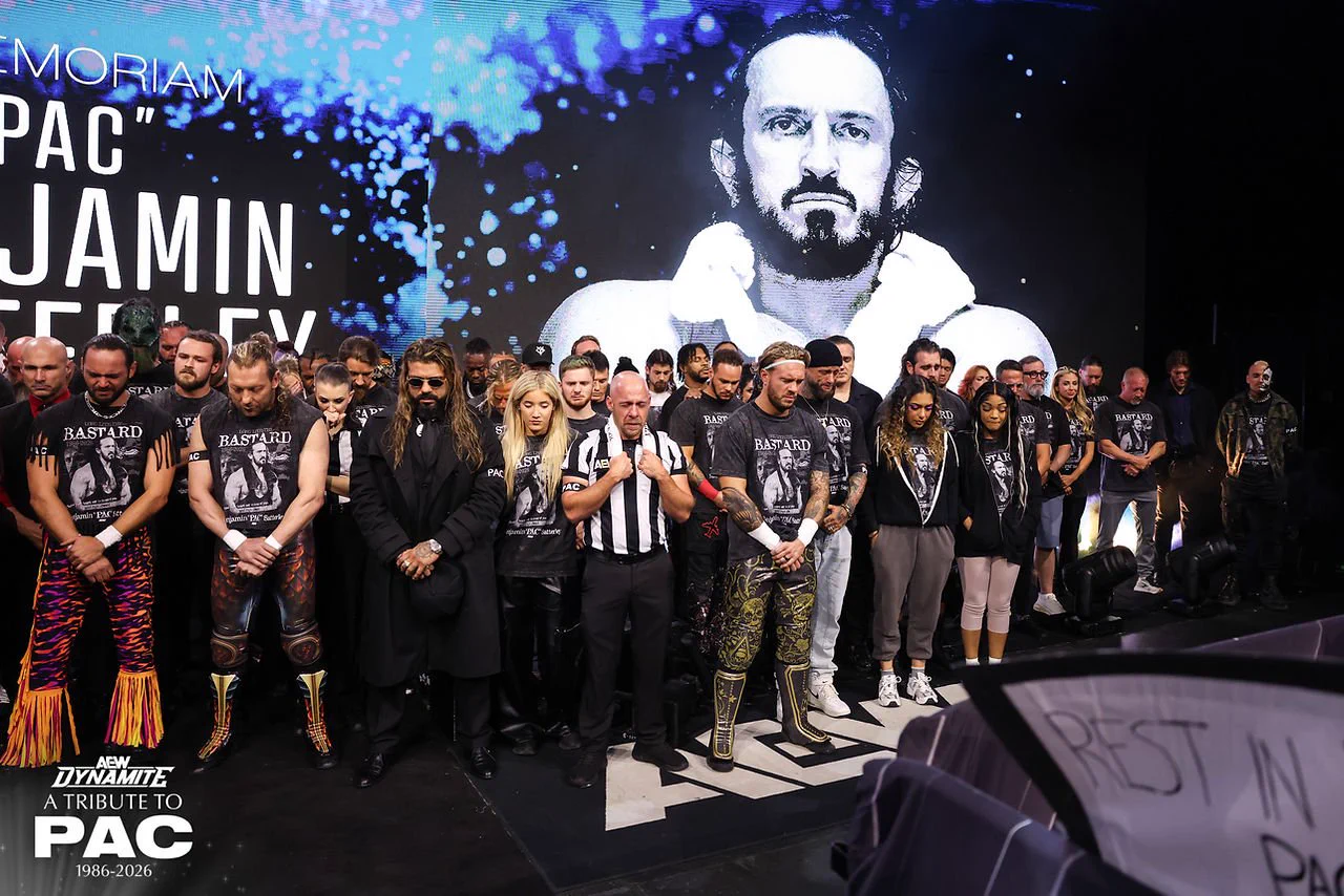Joseba Mendez on X: "Los resultados del episodio #AEWDynamite de anoche,  fueron los siguientes: 🔸All Elite Wrestling comenzó el show con un  homenaje a PAC (Tony Schiavone dió paso al toque de