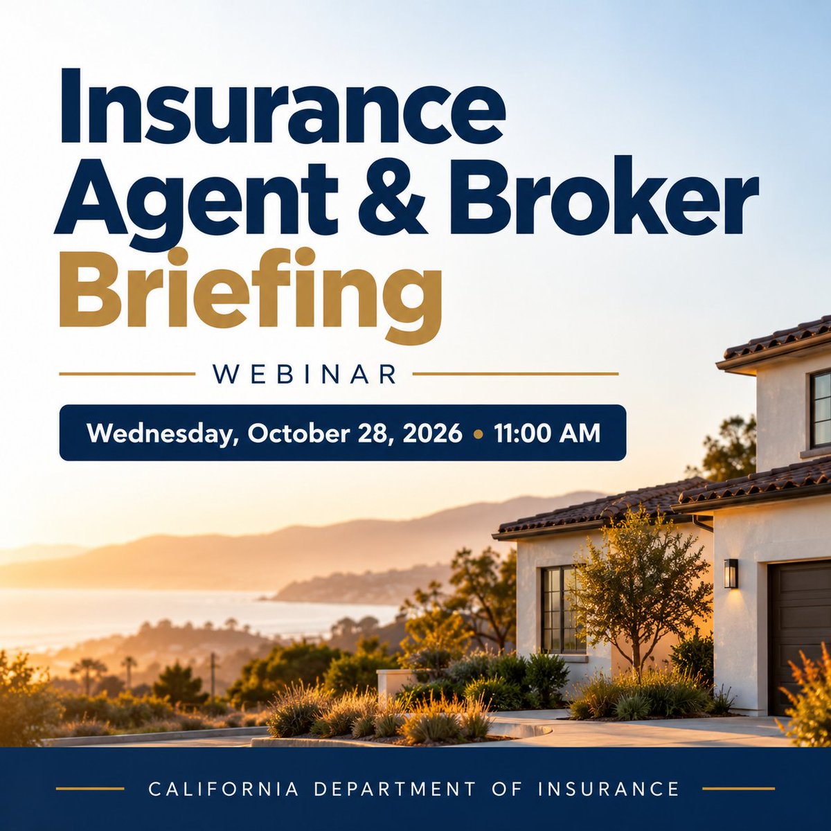 AgentsAlliance's tweet photo. Please review the attached Agent ALERT from Insurance Commissioner Ricardo Lara to join them for a webinar on California’s stabilizing homeowners insurance market and the slowdown in FAIR Plan growth on Wednesday, October 28, 2026 at 11:00 AM.

https://t.co/g8T7E6TSsd https://t.co/HhGFlbKZBz