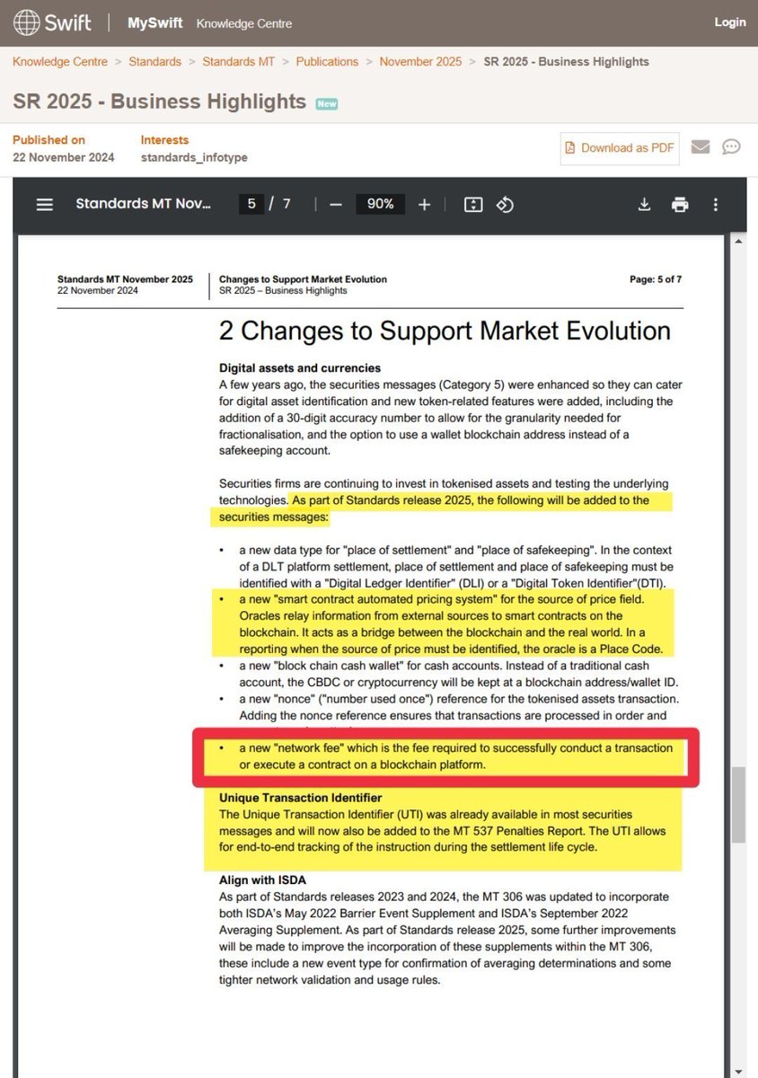 nullpackets's tweet photo. Swift literally adapted the ISO20022 standard to support blockchain - with Chainlink providing the translation between offchain ISO20022 blockchain instructions - which are then orchestrated across every blockchain or database - across public, private and offchain networks - across institutions, treasuries and domestic payments providers - in their workflows.

zerps threw their life savings into their ISO20022 coin because a tiktoker told them it would replace Swift, become the global reserve currency and go to 10K. 

You dont need to prove me wrong. You need to prove them wrong. $LINK