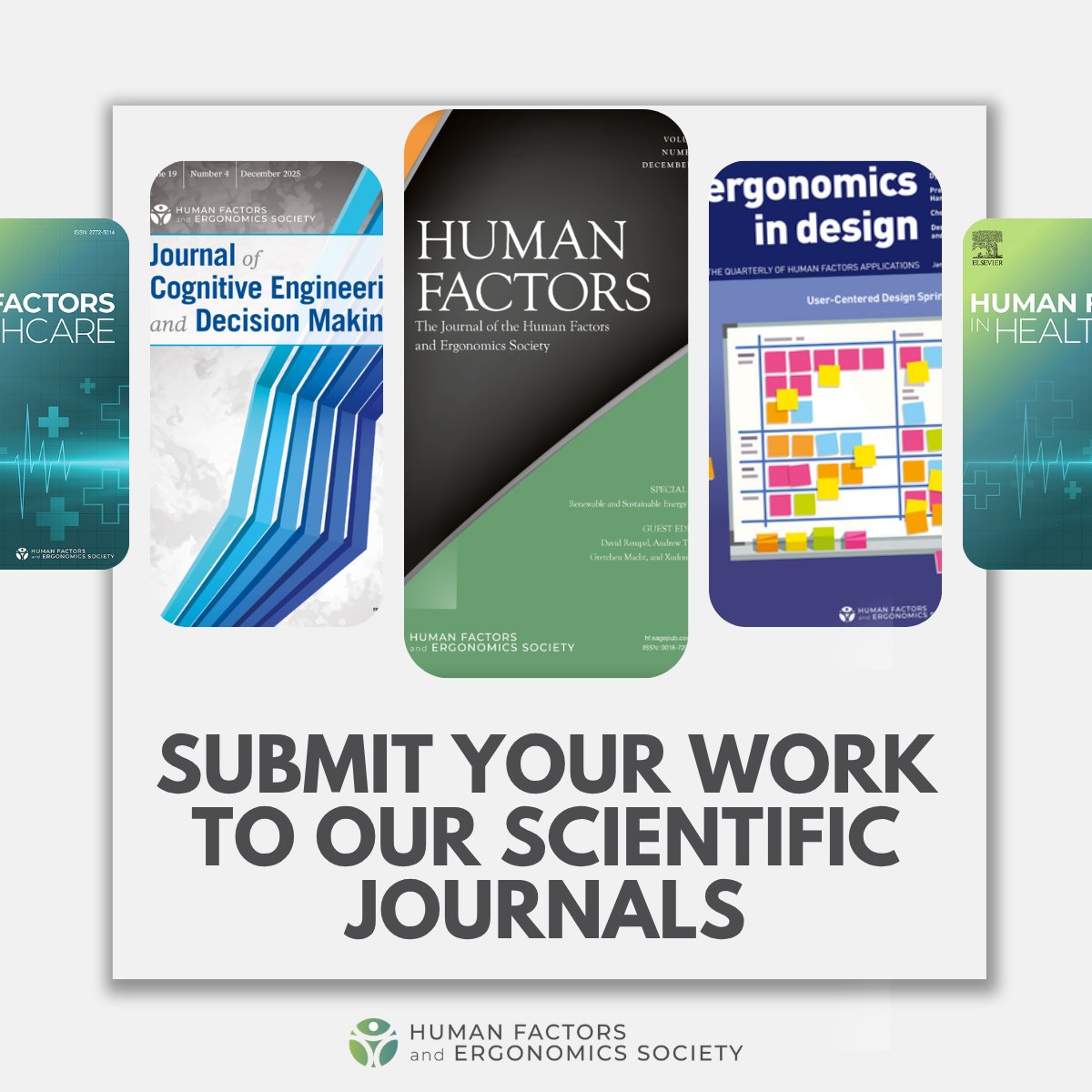 HFES's tweet photo. Ready to share your insights with a global audience of human factors and ergonomics leaders? Submitting your manuscript to an HFES publication gives your findings the visibility and reach they deserve. https://t.co/od556TLMdr https://t.co/39yEovEMST