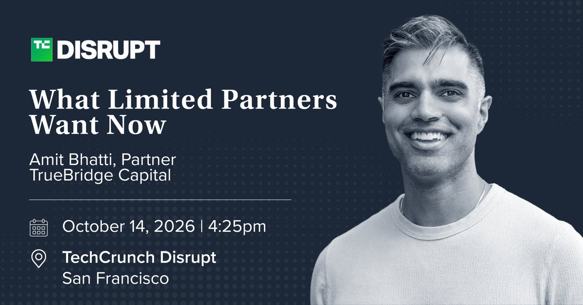 TrueBridgeCP's tweet photo. TrueBridge's Amit Bhatti will join the conversation at
@TechCrunch
Disrupt for What Limited Partners Want Now, a discussion on how investors are thinking about manager selection, AI exposure, liquidity, and the evolving opportunity set across VC.  Details: https://t.co/ma27vhKgjt https://t.co/GULKKoqMVi