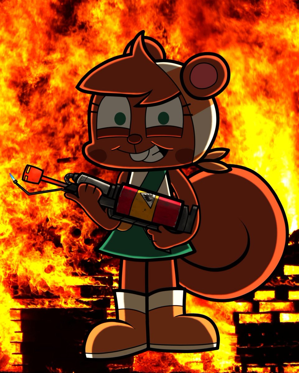 Nalratius's tweet photo. Mitzi's got a flamethrower! (God help us all)
Illustration I made for the @Mitzi_RPG fan game project run by @wendzyart
Murphy and Mitzi created by @ajmarekart
#murphyandmitzi #murphyandmitzifanart #ajmarekart #mitzi #squirrel #fanart #digitalart #cartoon #fire #anthro γ
€ https://t.co/Pe4SL8iAX9