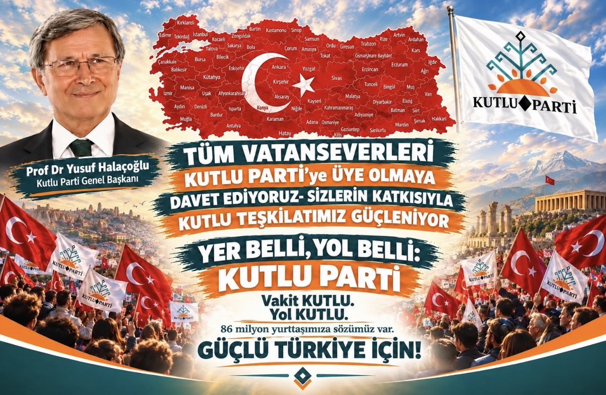 MertCanUzgul's tweet photo. 🇹🇷 KUTLU TEŞKİLAT, 81 İLDE SAHADA🇹🇷
81 ilden 86 milyon vatandaşımıza uzanan kutlu bir yolculuk başlıyor.
Tüm vatanseverleri Kutlu Parti çatısı altında buluşturmak için verdiğimiz sözün arkasındayız.Türkiye’nin dört bir yanında üyelik çalışmalarımız kararlılıkla devam ediyor. 
https://t.co/FJ4p9OK7Sp
https://t.co/ThuQo3w023
@yusufhalacoglu 
@kutlupartiresmi 
@irfancep_ 
@tulgakeskin 
@SuleTuntas 
@firat_nejat 
@hasanalierdem19 
@Dt_hasanyaman01 
@hseyinavc8 
@FaziletInal 
@Mervehilalaytac 
@kurtkaya34 
@Gurel_Durmus 
@aysunakca 
@LeventAkcay1 
@muharrem1654 
@Mustafa71600906 
@serkancaglasa 
@bybicici 
@abgerceker5253 
@TabakcYurdagul 
@tolgaozturk76 
@semagulogluclk 
@a_h_turabi 
@HuseyinKAYA023 
@AdemArik 
@ZaferTekbudak 
@scaneraksut