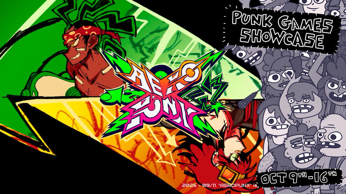 StickDriftKG's tweet photo. AEROPUNX is going to be featured on #PunkGamesShowcase Steam event, alongside other #PunkGames and alternative creatives with a shared interest in hardcore punk music and its philosophy. Check it out from October 9th to 16th!

#PunkGameDev #gamedev #indiedev #indiegame https://t.co/F6EH9Yzpfx