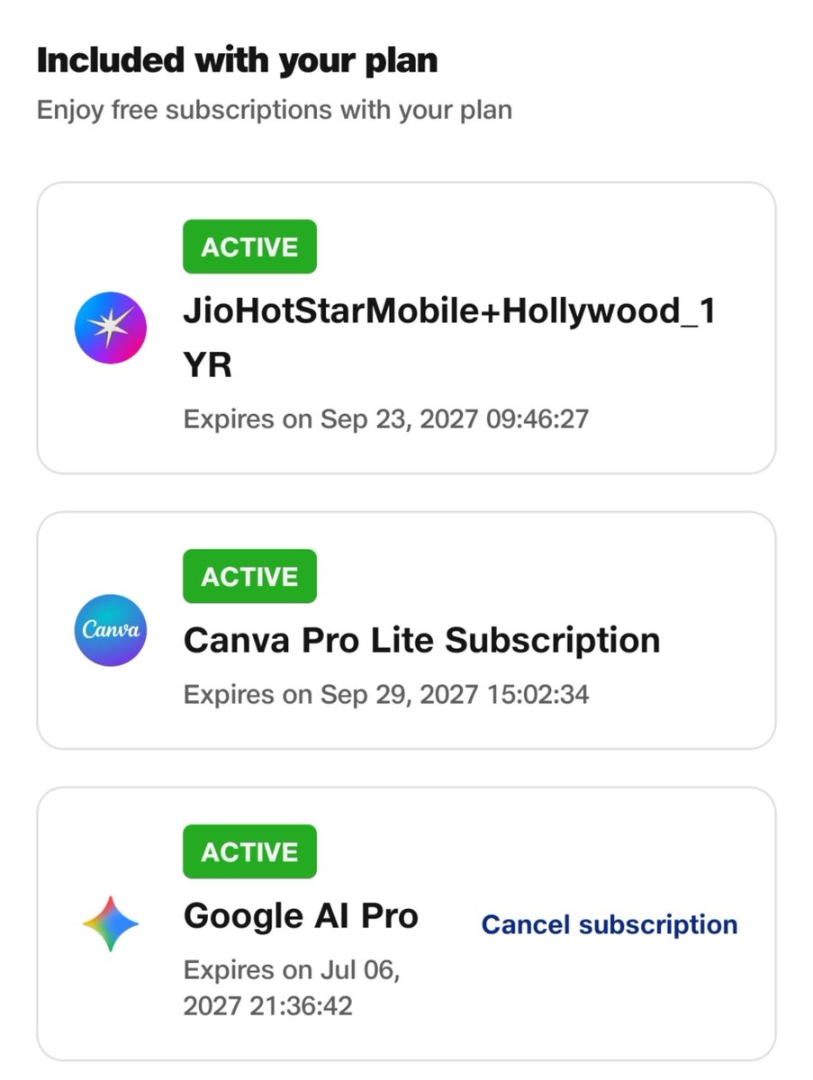 bruno08180's tweet photo. My 1-year jio recharge comes with JioHotstar subscription (confirmed active by myjio customer care), yet the app asks me to subscribe again. Both keep redirecting to each other. This is appalling customer service!!! @JioCare @reliancejio @hotstar_helps @DisneyPlusHSP https://t.co/j3QkgwOyuQ