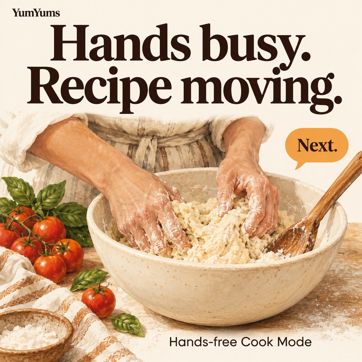 yumyumsapp's tweet photo. Flour on your fingers. Keep cooking.

Switch on hands-free Cook Mode in YumYums 1.1 and say “next”, “back” or “repeat” to move through the recipe. Speech recognition runs on your iPhone.

https://t.co/aw88usQm58 https://t.co/I2SsYTCvwt