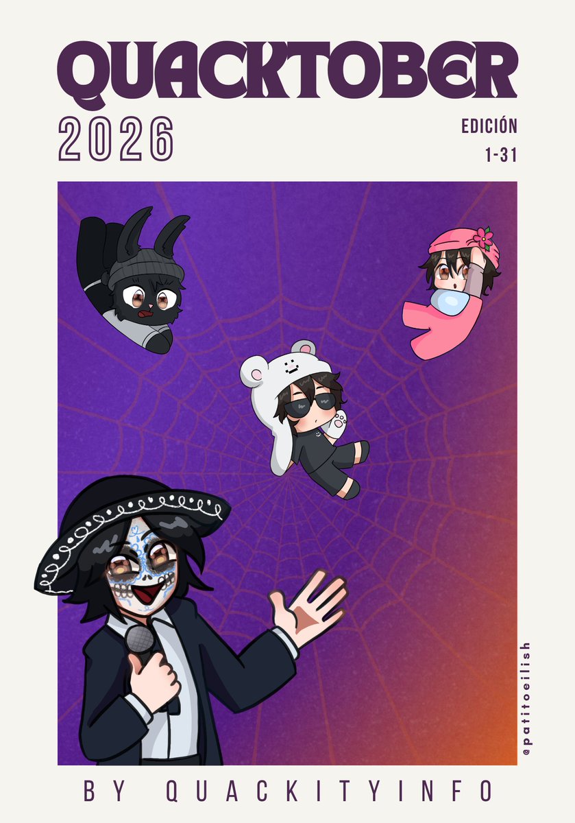 QuackityInfo's tweet photo. ¡Tenemos una sorpresa para los artistas del QUACKTOBER! 🎃✨

A partir del jueves 8 de octubre, estaremos compartiendo una revista digital semanal donde destacaremos un fanart por temática, con el propósito de celebrar a los artistas que participan en el Quacktober 🎨

Para formar parte de la revista, únanse al Quacktober y compartan sus dibujos utilizando #Quacktober y #Quackityfanart 💛