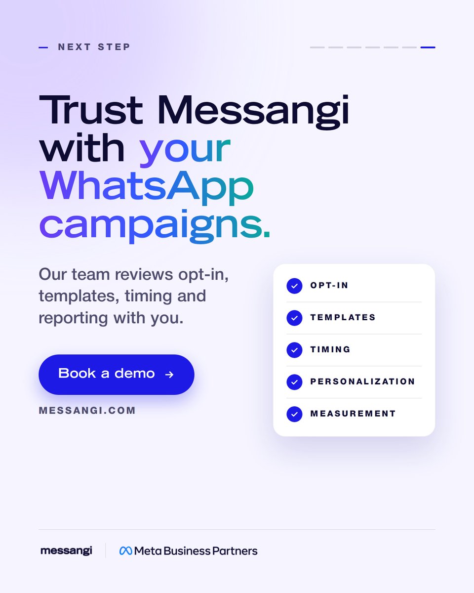 messangi's tweet photo. Setup determines WhatsApp campaign performance. 📲
Messangi pairs verified consent, approved templates, and smart timing to track replies that convert.
Trust grows through well-timed, approved messaging!
#WhatsAppBusiness #CustomerEngagement #Messangi https://t.co/bsUDlspmif