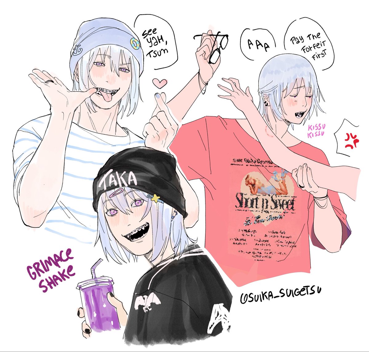 Suika_Suigetsu's tweet photo. Suigetsu modern AU with BRACES for those who loves it (me) https://t.co/JkVVflWabV