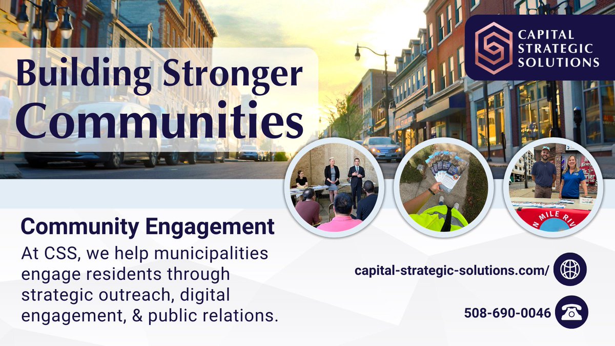 CSS_Mass's tweet photo. Community Engagement & Outreach
Effective communication builds stronger communities! At CSS, we help municipalities engage residents through strategic outreach, digital engagement, & public relations.
Let’s create meaningful connections! 💬 #CSServices
https://t.co/GclU8WpiTU https://t.co/FFyRFA6htR
