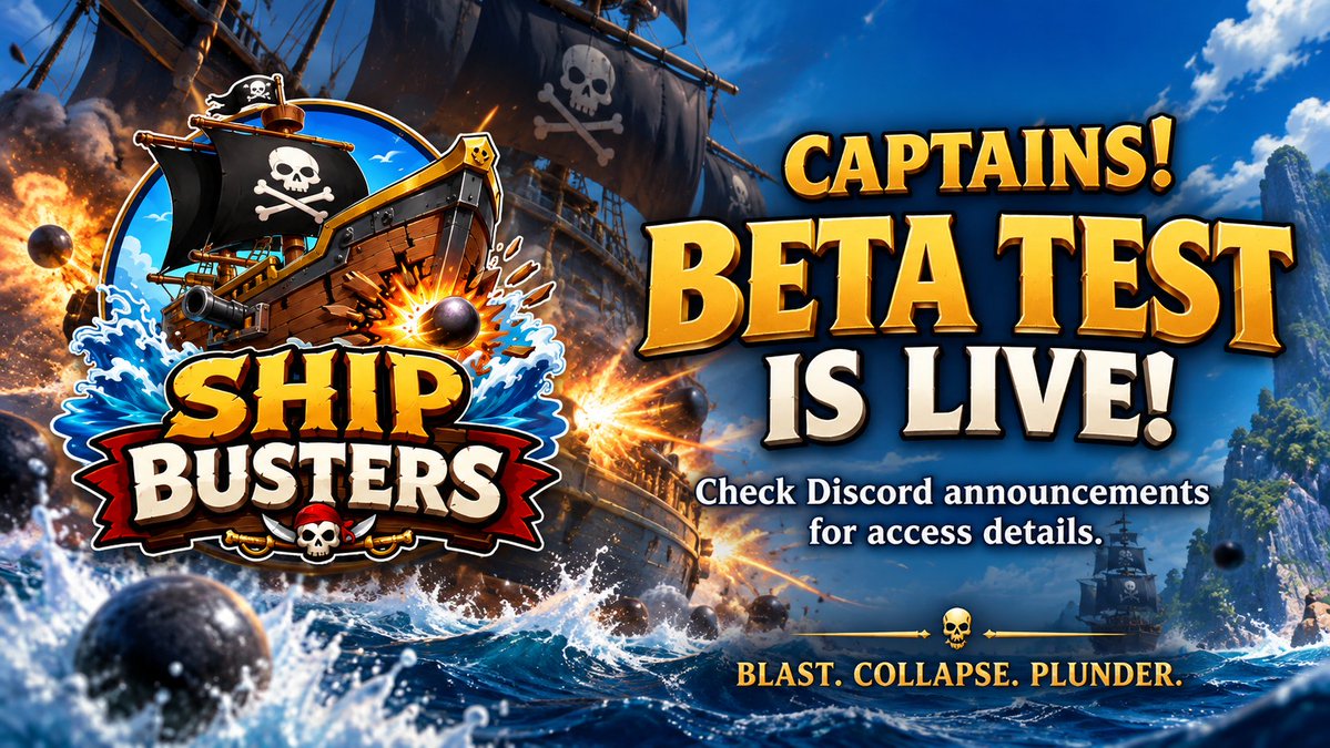 ShipBustergame's tweet photo. 🏴‍☠️ CAPTAINS, IT’S TIME!

The Ship Busters Beta Test is LIVE! ⚓💥

Check the announcements in Discord for access details, then get ready to BLAST. COLLAPSE. PLUNDER.

👉 https://t.co/17trN52cyj

#ShipBusters #GameBeta https://t.co/yBSS88HjqL