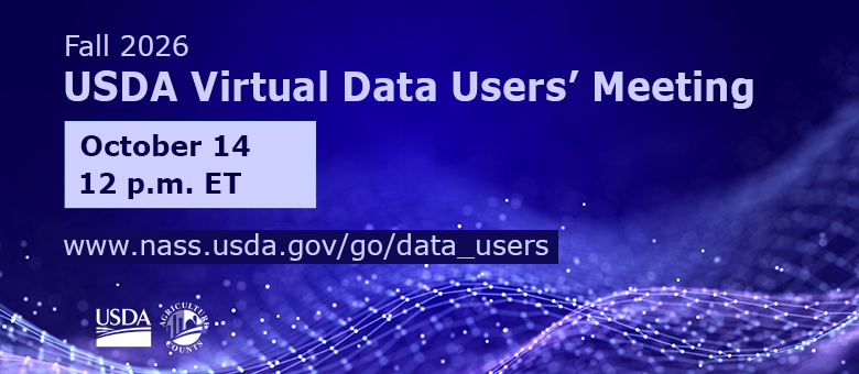 usda_nass's tweet photo. Join @usda_nass at the biannual Data Users’ Meeting October 14. The event is held to share recent and pending Statistical program changes and to solicit public input. This virtual event is free and open to the public. Visit https://t.co/6fTDIOV5Al for more information. #AgStats https://t.co/nQCoSUWQ7V