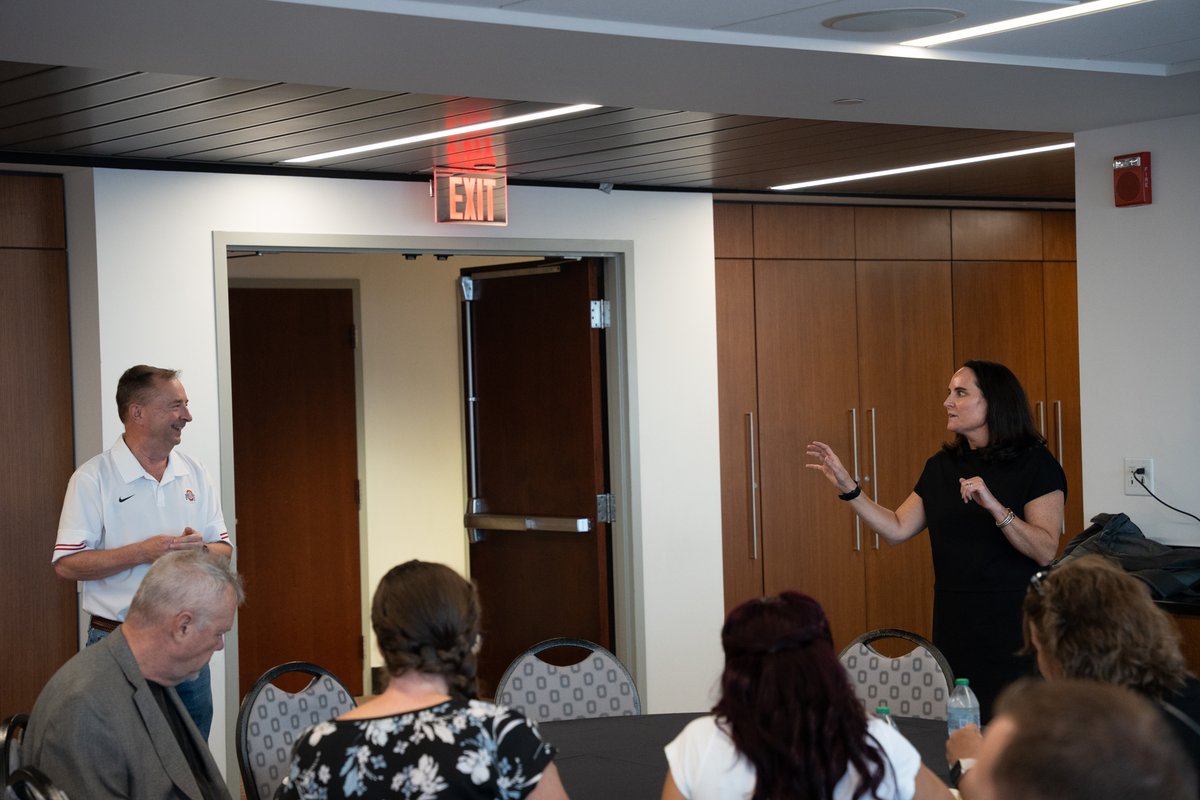 OhioStateAP's tweet photo. Associate Vice President of A&amp;P Amy Burgess spoke at the A&amp;P Finance's luncheon in Ohio Stadium today after the finance team got a tour of the stadium. https://t.co/PZ3jgQ5L0v