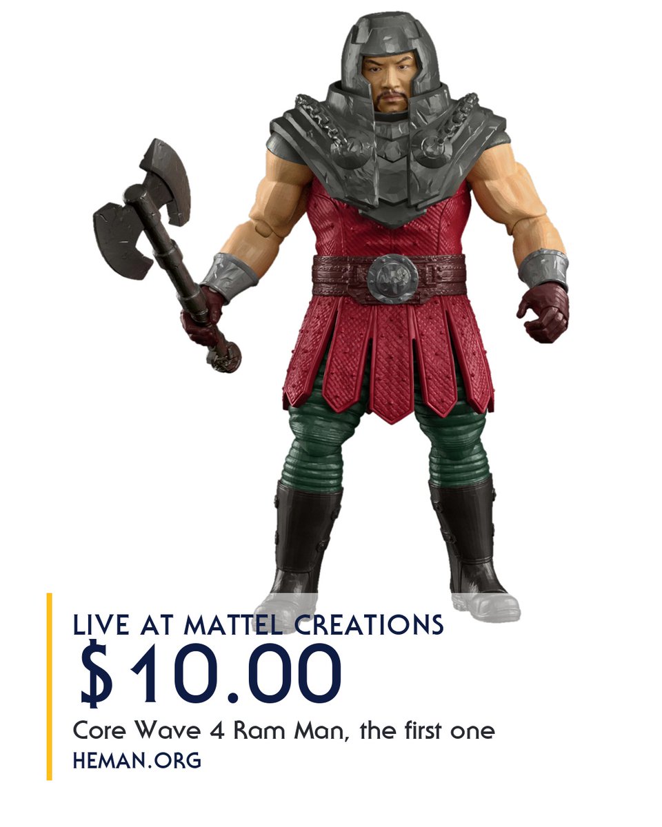 hemanorg's tweet photo. Mattel's own store has MOTU Core Wave 4 at $10 today. Ram Man and Tri-Klops are the first Core figures either character has had, and both are already gone at BigBadToyStore.

https://t.co/MXDSsSAaWY https://t.co/CQn5U29eEy
