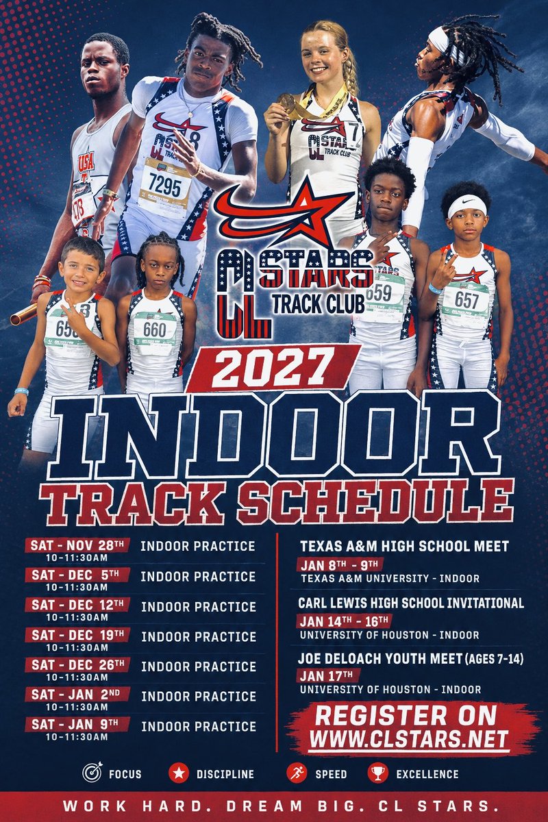 OfficialCLStars's tweet photo. First Practice
November 28th 🚨
#CLStars #USATF #WeDevelop https://t.co/wEuug0Sw2O