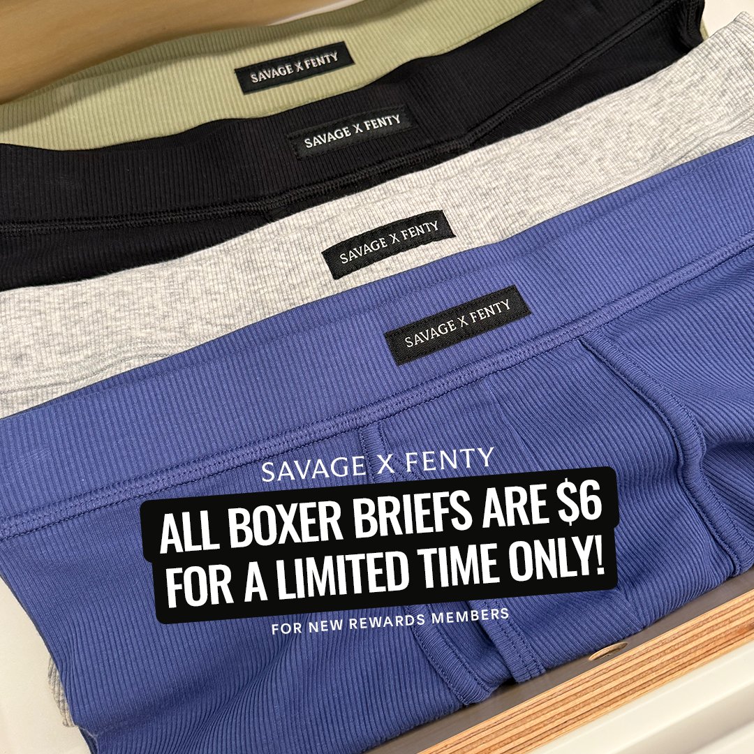 SavageXFenty's tweet photo. These $6 boxer briefs are worth the hype. Join as a New Rewards Member and shop the deal before it's too late!