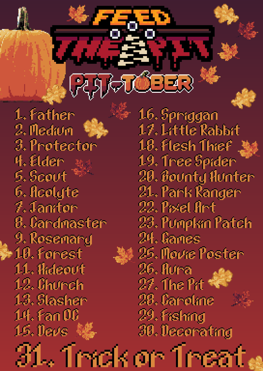 curiousfoxsox's tweet photo. We're hosting a #FeedthePit themed #Inktober!

Use #Pittober so we can all see your amazing art and/or join our community Discord!

https://t.co/WKEQjkCfcE https://t.co/XQzzqraxcc