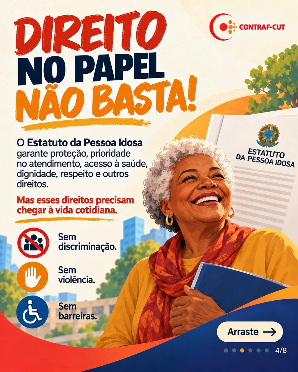 BancariosPb's tweet photo. [DIA DA PESSOA IDOSA]

👵🏽👴🏽 Viver mais é uma conquista. Viver bem é um direito.

O Brasil envelhece rapidamente. Já são cerca de 36 milhões de pessoas com 60 anos ou mais. E essa transformação exige muito mais do que celebrar o aumento da longevidade. https://t.co/Hl6keXaXUT