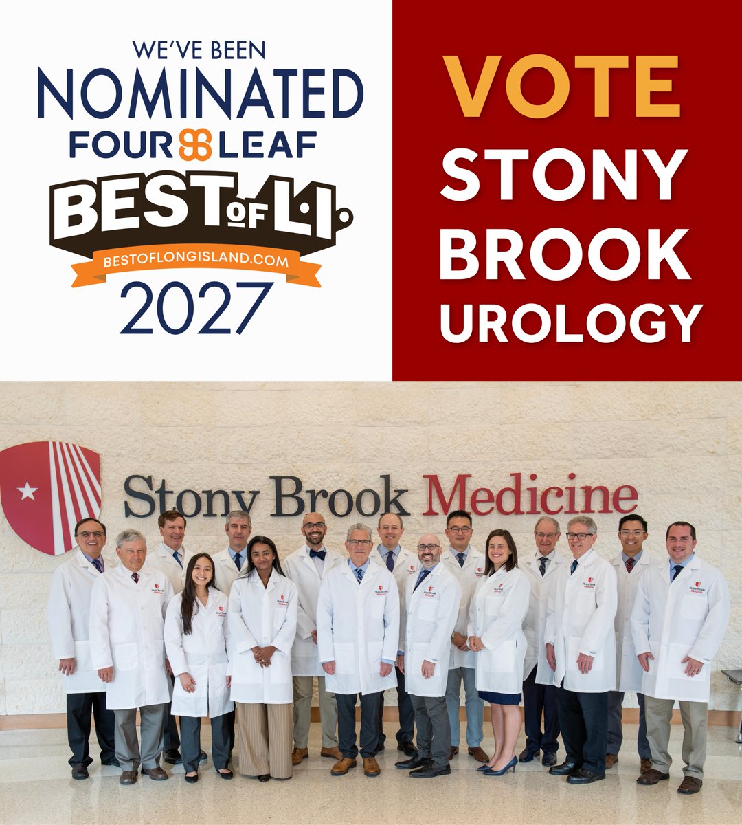 SBUrology's tweet photo. We've been nominated! 🤩‼️

Be sure to vote for Stony Brook Urology for #BestUrologist for Best of Long Island 2027! 

Vote here: https://t.co/KGpz949t2Q https://t.co/T26L34zubB