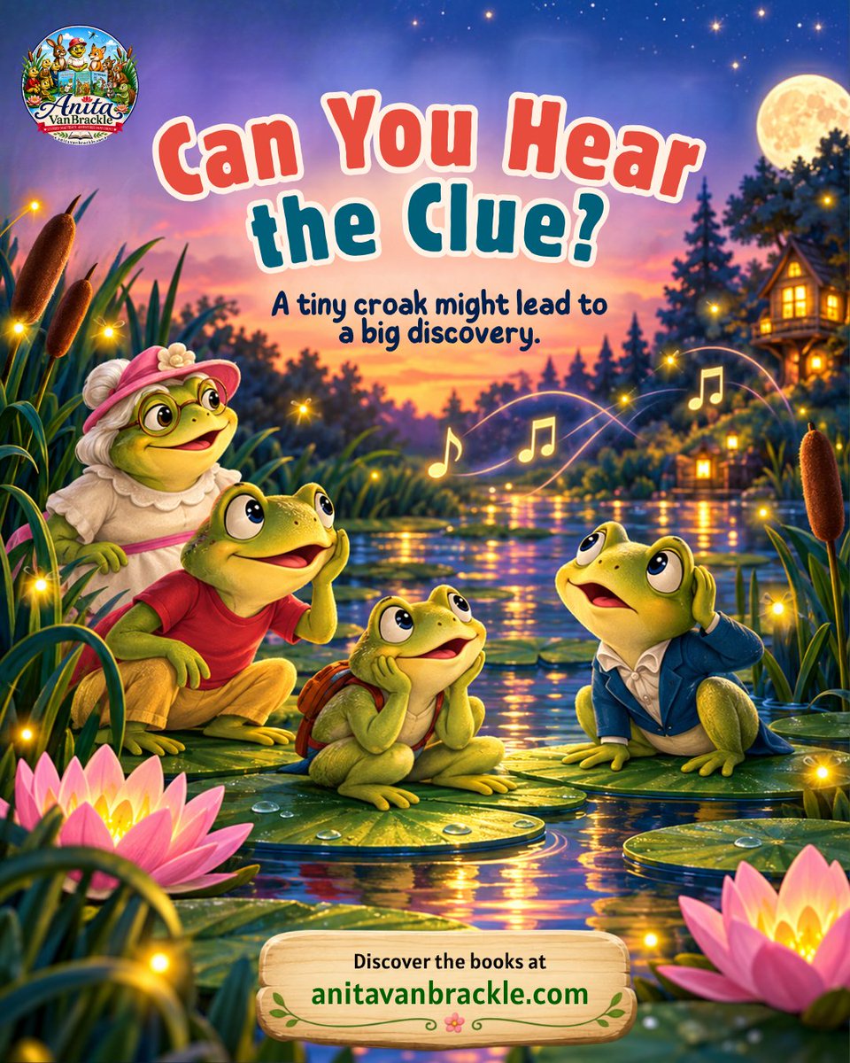 anitavanbrackle's tweet photo. Listening Can Lead to Discovery

Grandma Alane and the young frogs follow a mysterious sound, turning curiosity into another playful pond adventure.

Explore more at https://t.co/V3lc1ujacf

#ChildrensBooks #KidsLearning #Storytime #CuriousKids #AnitaVanbrackle https://t.co/yfaZYomsfM