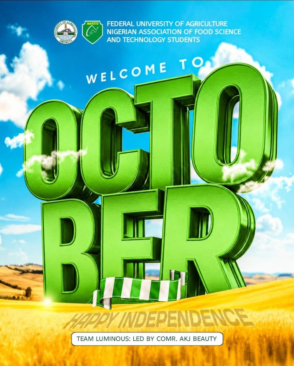 Nafsts_Funaab01's tweet photo. โจ HELLO, OCTOBER! โจ
A new month, a fresh start, and new opportunities to grow and achieve more. ๐
Happy New Month, NAFSTSITES! ๐ฟ๐
May October be fruitful, productive, and filled with beautiful moments. ๐ค
#NAFSTS #NAFSTSITES #FUNAAB #FST #HappyNewMonth https://t.co/6aqRjrxFgX