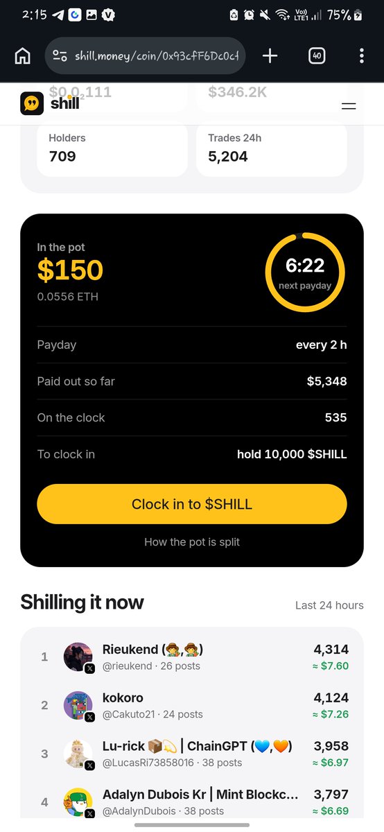 kuroshinne0810's tweet photo. Look at the pool pot and mcap always growing up, let make this project hit the boss @shillmoneyrh very kindly just register and hold token $SHILL $TICKER then enggagement.. its done https://t.co/pcLebb4572