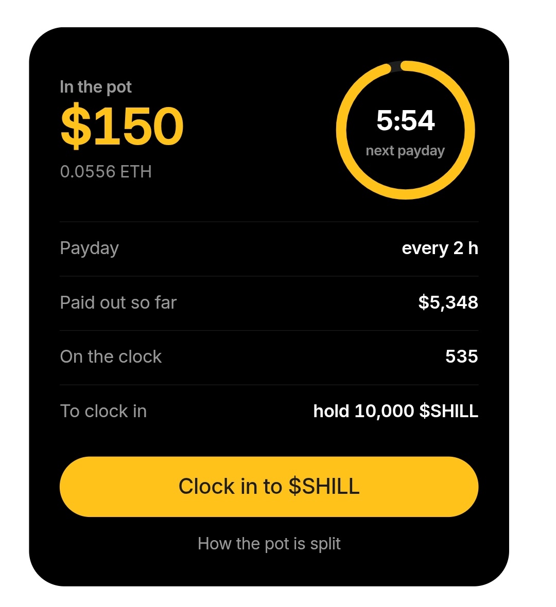 FreedHood's tweet photo. Payday 2 $SHILL 

5 minutes for payday in the pot $150 
Clock in to $SHILL or $SHILLCAT 

Hold 10k $SHILL to clock in and get 1$-20$ 

Join  https://t.co/ZgZUmdI9jW 

#SHILL https://t.co/W9skrTWz80